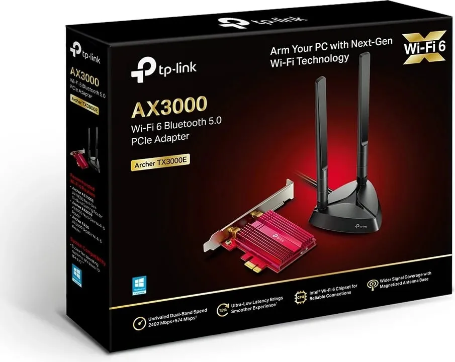 Përshtatës rrjeti TP-Link Archer TX3000E, Wi-Fi 6, Bluetooth 5.0, i zi - 3
