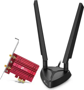 Përshtatës TP-Link AXE5400, Wi-Fi 6E, Bluetooth 5.2, PCIe, i zi/kuq