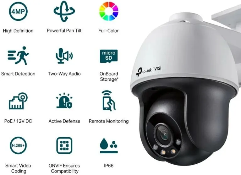Kamerë IP rrotulluese, TP-Link VIGI C540 4MP full-color 4mm PoE outdoor, bardhë/zezë - 4