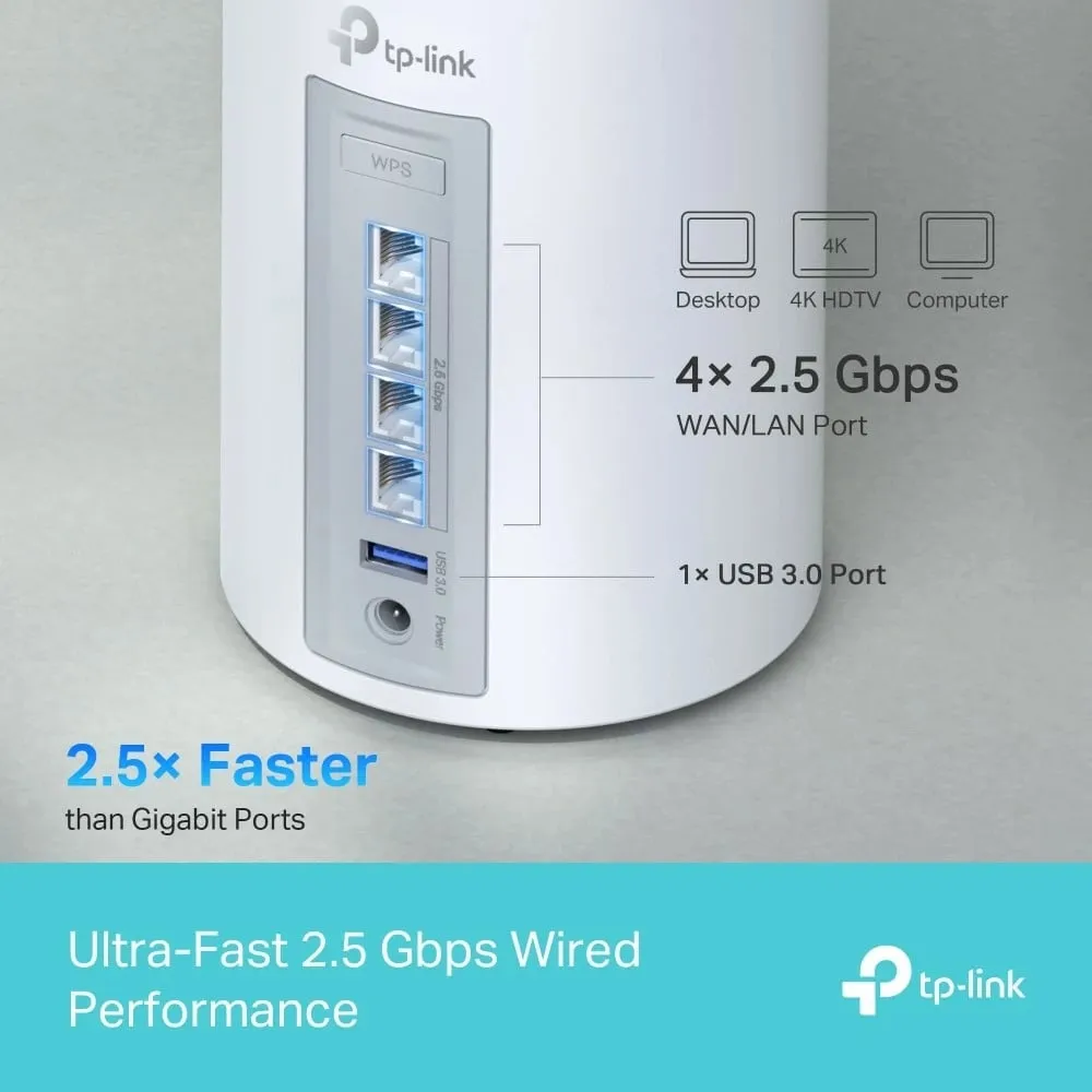 Access Point / Router Wi‑Fi 7, TP-Link Deco BE65, 10Gbps, 1-pack, i bardhë - 6