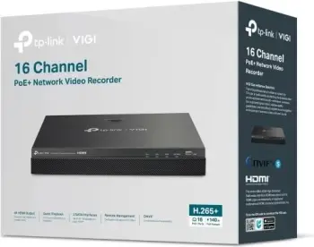 Regjistrues video rrjeti (NVR), TP-Link VIGI NVR2016H-16MP, 16 kanale PoE, deri 16MP, HDMI, e zezë