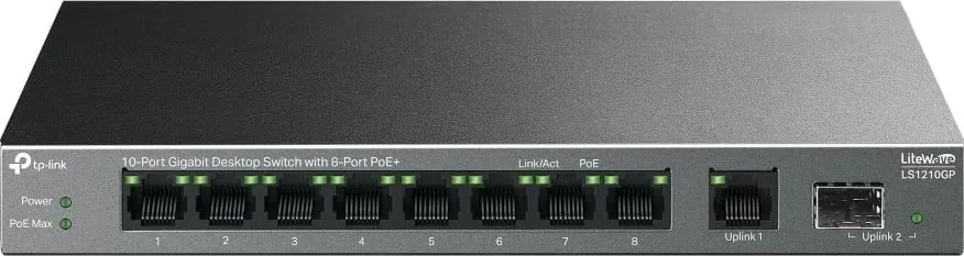 Switch TP-Link LiteWave LS1210GP, 10-Port Gigabit, PoE+, i zi - 1
