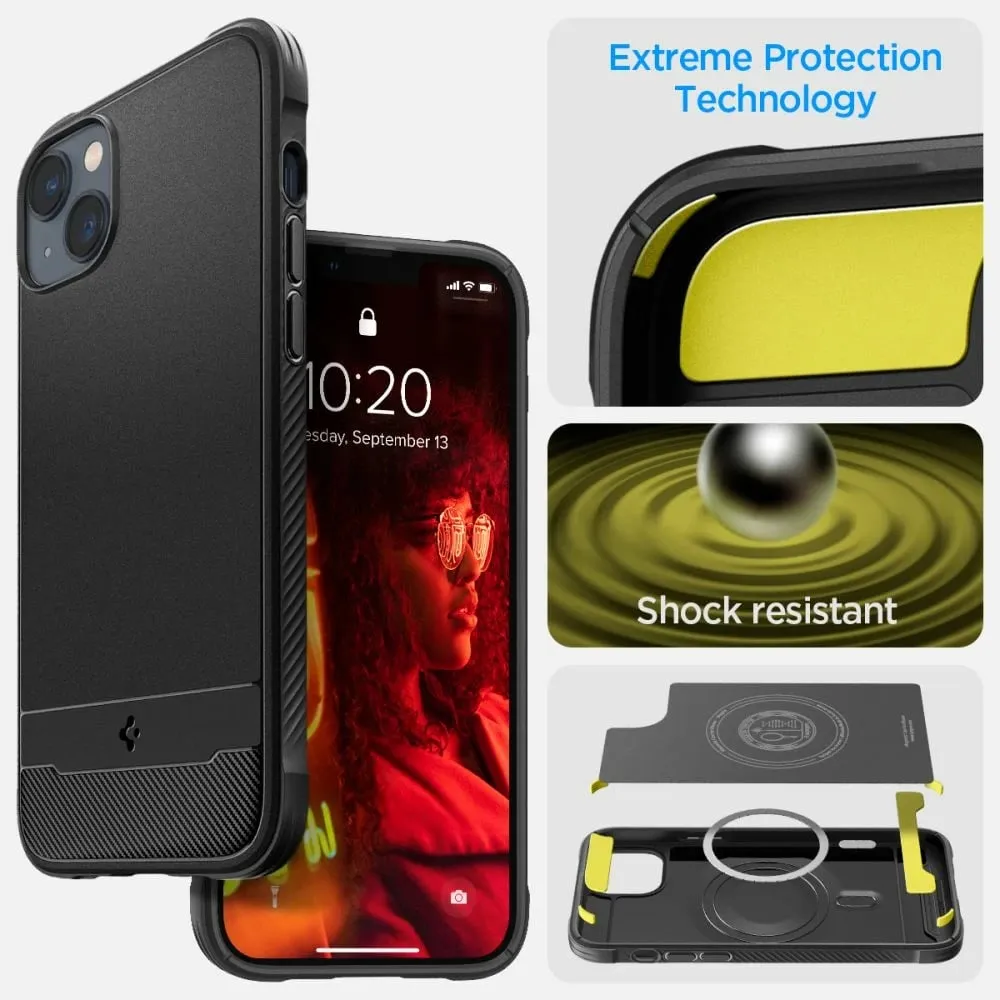 Mbulesa mbrojtëse Spigen Rugged Armor MagSafe për Apple iPhone 14, e zezë - 4