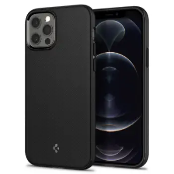 Mbështjellës për iPhone 12/Pro Spigen Mag Armor MagSafe, i zi