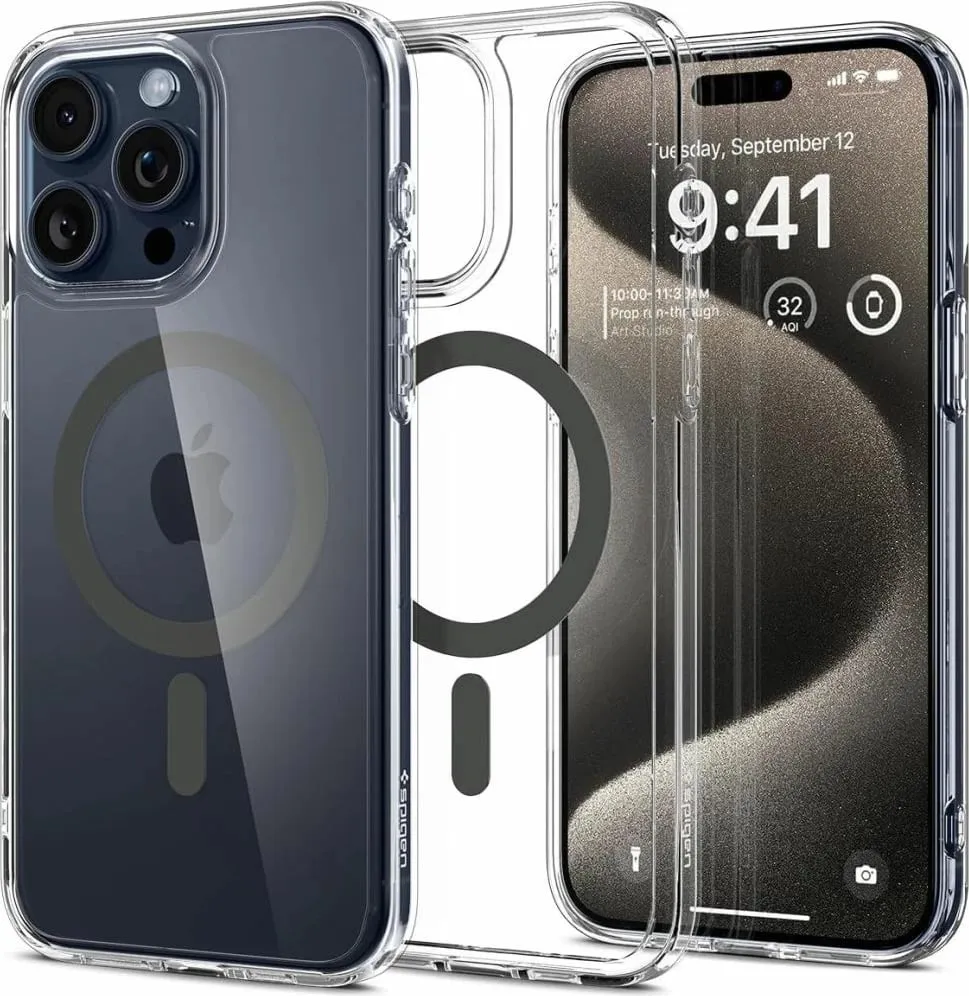 Mbështjellës për iPhone 15 Pro Max Spigen Ultra Hybrid MagSafe, i hirtë - 1