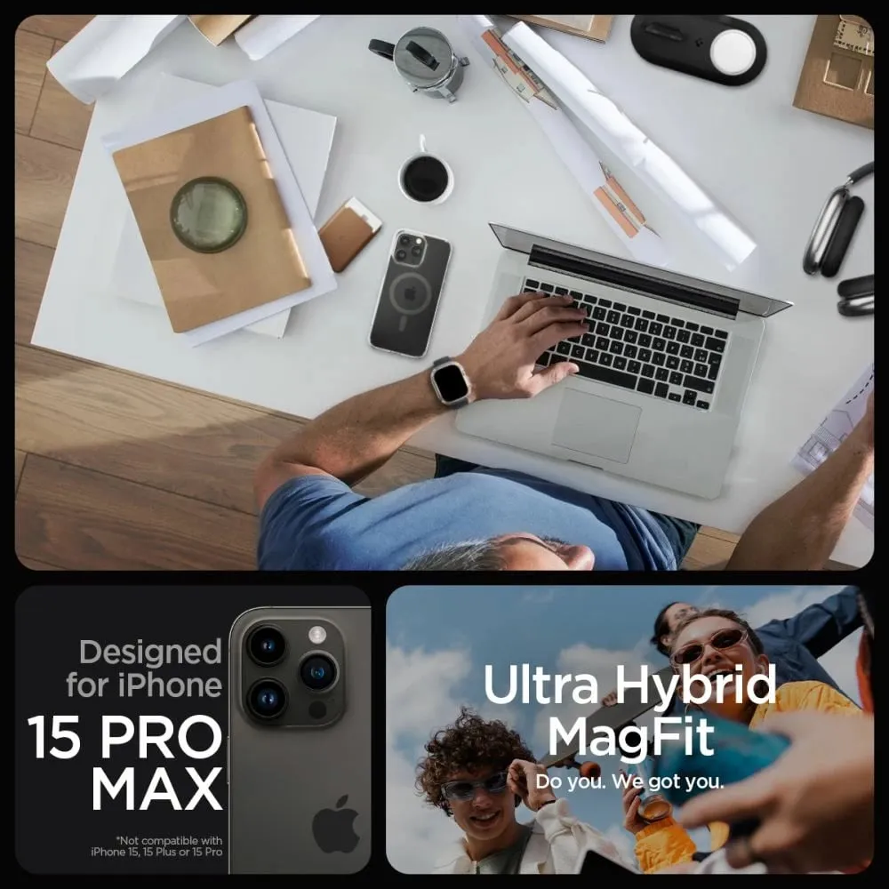 Mbështjellës për iPhone 15 Pro Max Spigen Ultra Hybrid MagSafe, i hirtë - 13