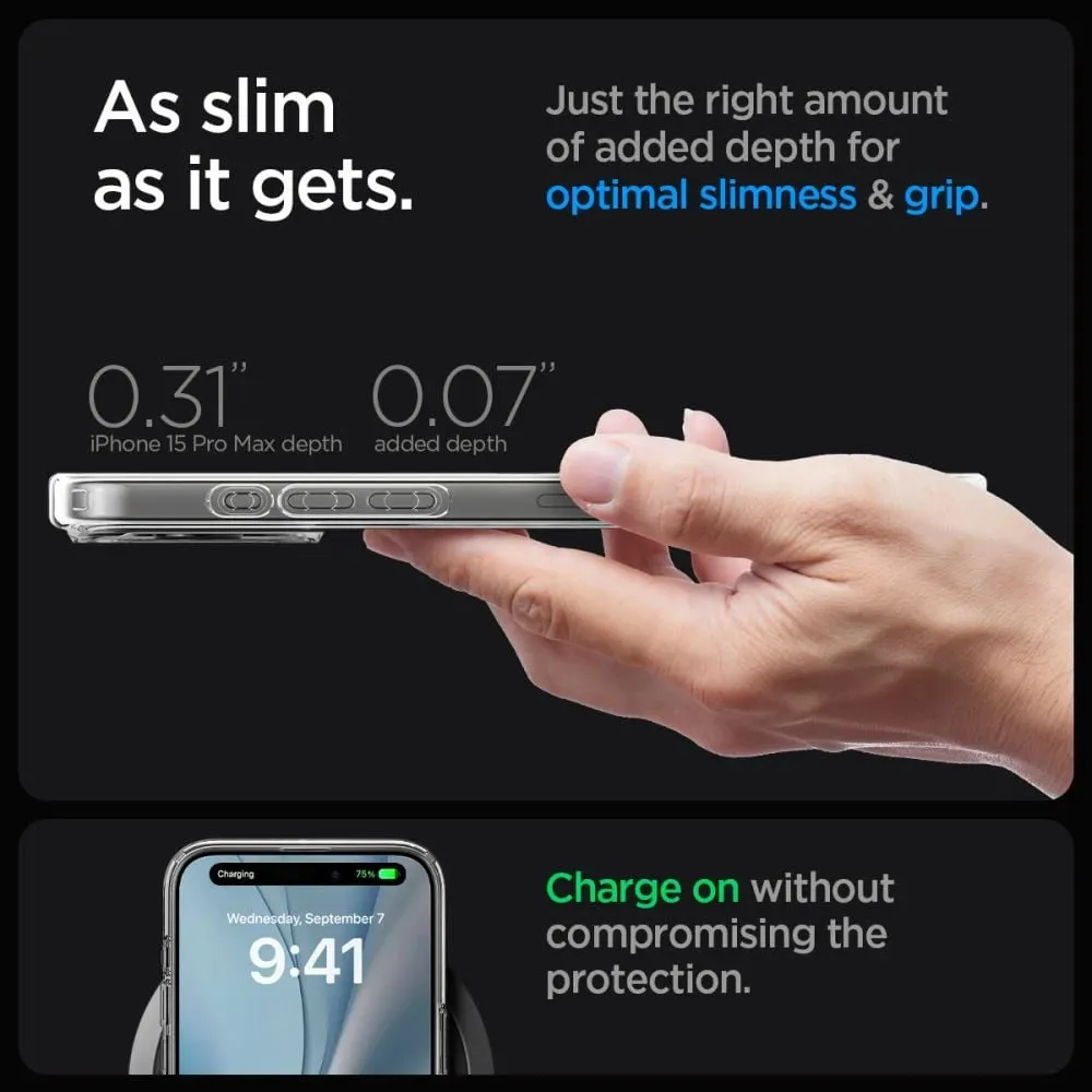 Mbështjellës për iPhone 15 Pro Max Spigen Ultra Hybrid MagSafe, i hirtë - 3