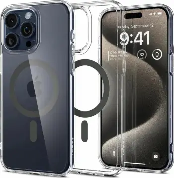 Mbështjellës për iPhone 15 Pro Max Spigen Ultra Hybrid MagSafe, i hirtë