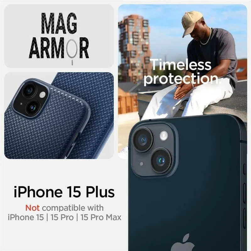 Mbështjellës për iPhone 15 Plus Spigen Mag Armor MagSafe, i kaltër - 12