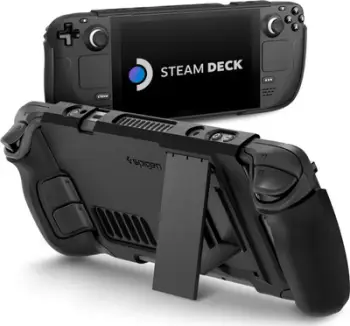 Mbështjellës për Steam Deck Spigen Thin Fit with Kick Stand, i zi