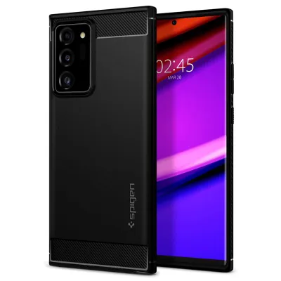 Mbrojtëse për celular Samsung Galaxy Note20 Ultra Spigen Rugged Armor, e zezë - 1