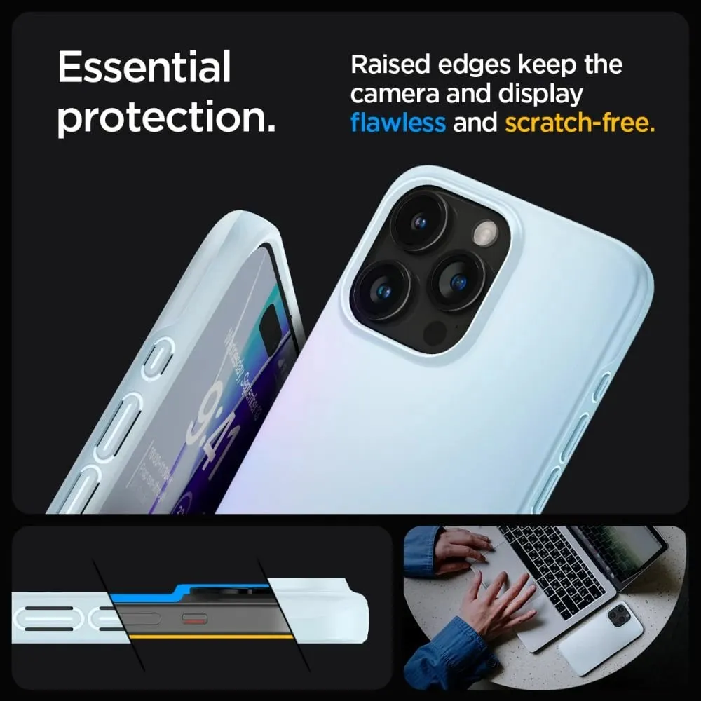 Mbështjellës për iPhone 15 Pro Max Spigen Thin Fit, i kaltër - 11