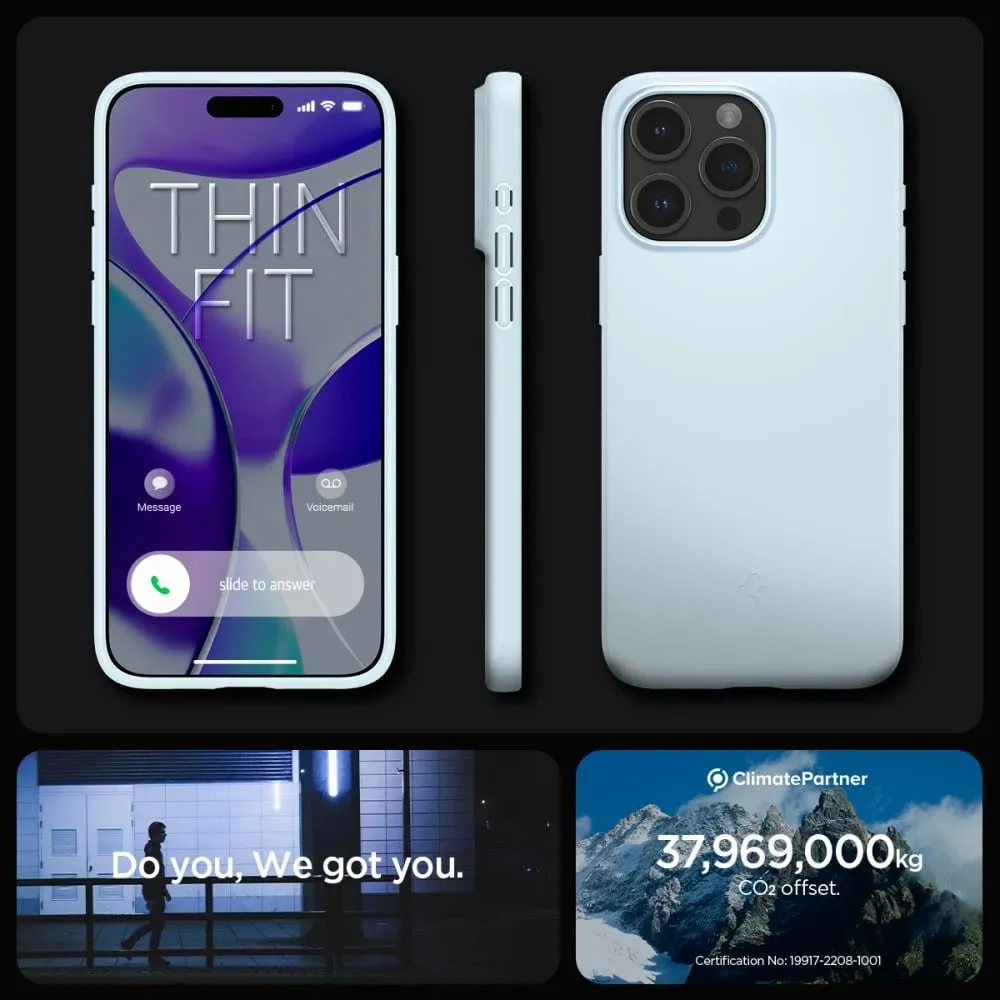 Mbështjellës për iPhone 15 Pro Max Spigen Thin Fit, i kaltër - 13
