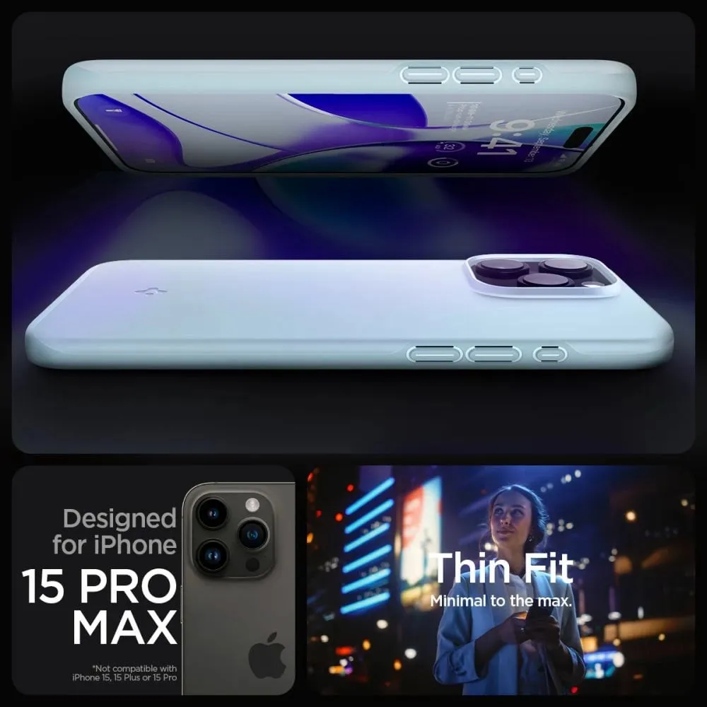 Mbështjellës për iPhone 15 Pro Max Spigen Thin Fit, i kaltër - 8