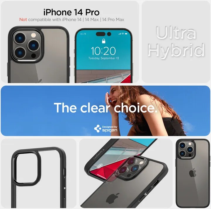 Mbrojtëse për celular iPhone 14 Pro Spigen Ultra Hybrid, e zezë mat - 6