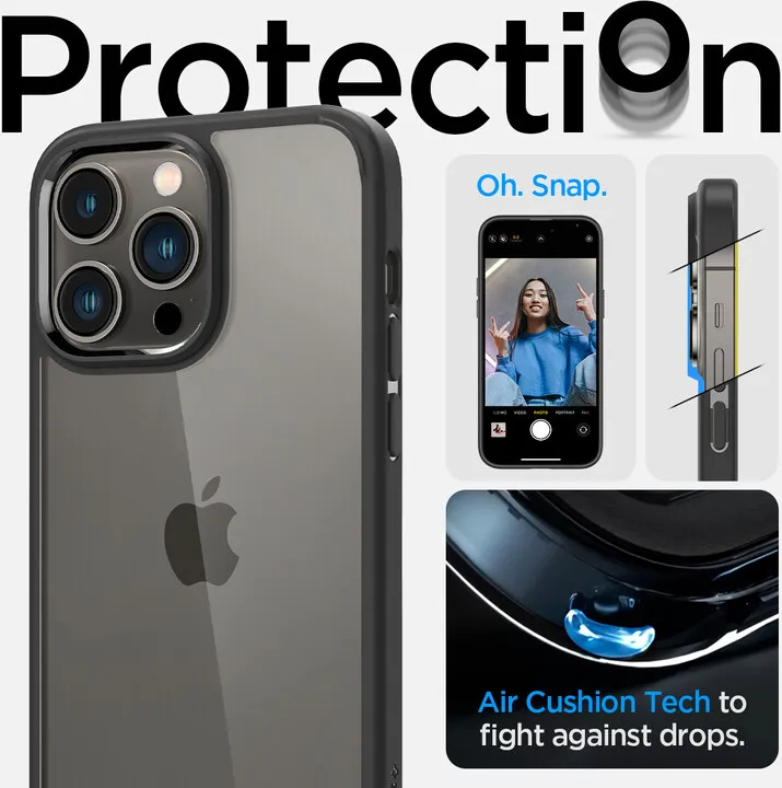 Mbrojtëse për celular iPhone 14 Pro Spigen Ultra Hybrid, e zezë mat - 9