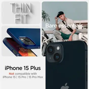 Mbrojtëse për celular iPhone 15 Plus Spigen Thin Fit, e kaltër