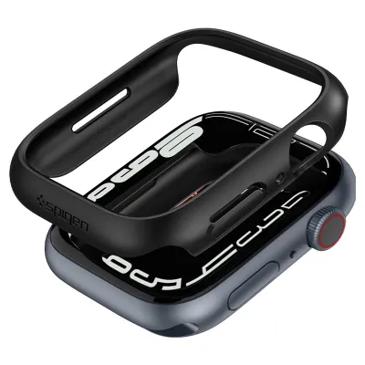 Mbështjellës për Apple Watch 9/8/7 45mm Spigen Thin Fit, i zi - 1