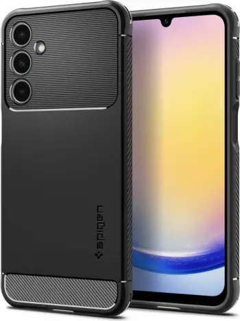 Mbrojtëse për celular Samsung Galaxy A25 5G Spigen Rugged Armor, e zezë mat