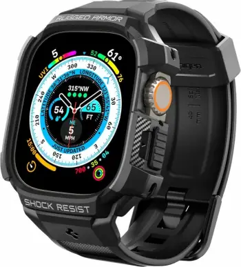 Mbështjellës për Apple Watch Ultra 2/Ultra 49mm Spigen Rugged Armor Pro, i zi
