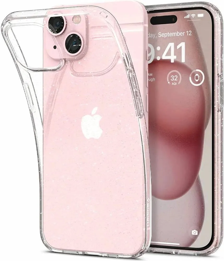 Mbrojtëse për celular iPhone 15 Plus Spigen Liquid Crystal Glitter, transparente - 1