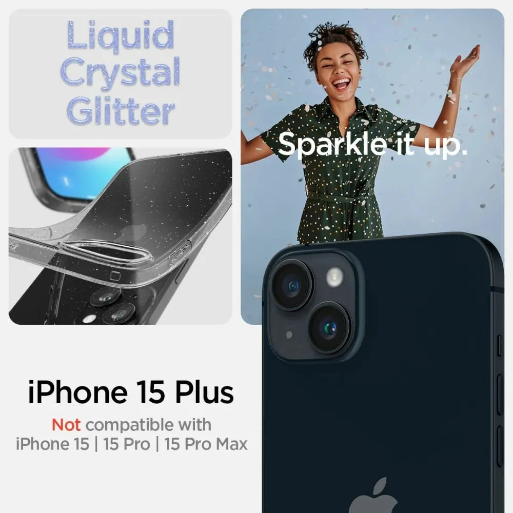 Mbrojtëse për celular iPhone 15 Plus Spigen Liquid Crystal Glitter, transparente - 8