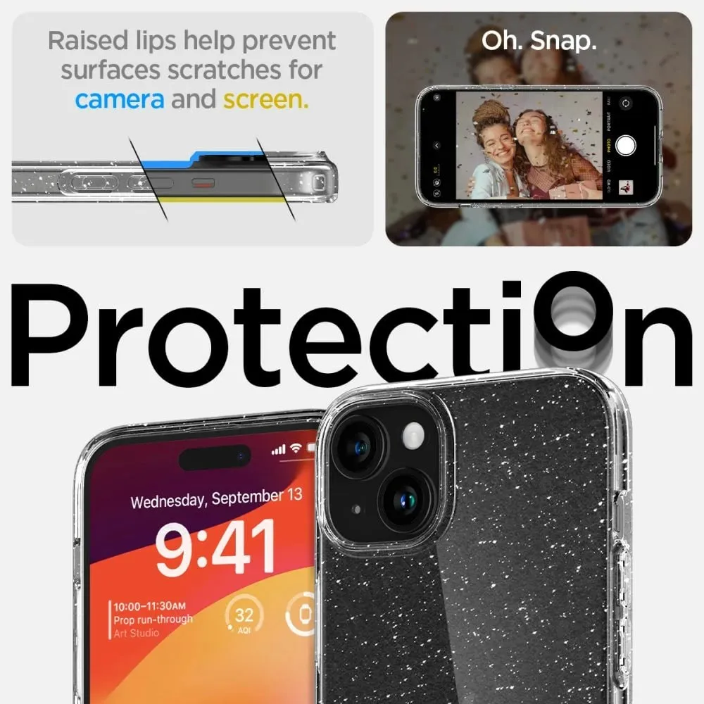 Mbrojtëse për celular iPhone 15 Plus Spigen Liquid Crystal Glitter, transparente - 9