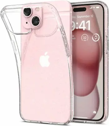 Mbrojtëse për celular iPhone 15 Plus Spigen Liquid Crystal Glitter, transparente