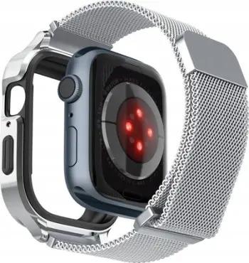 Mbështjellës për Apple Watch 9/8/7 45mm Spigen Metal Fit Pro, i argjendtë