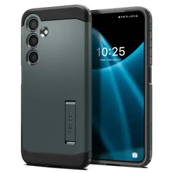 Mbrojtëse për celular Samsung Galaxy S24 Spigen Tough Armor, e gjelbër