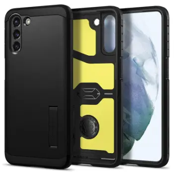 Mbrojtëse për celular Samsung Galaxy S21 FE 5G Spigen Tough Armor, e zezë