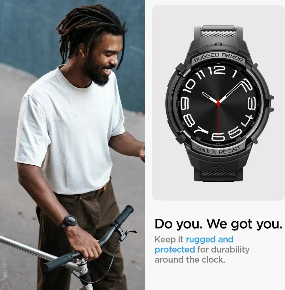 Rrip Spigen Rugged Armor Pro për orë Samsung Galaxy Watch6 Classic 47mm, i zi - 12