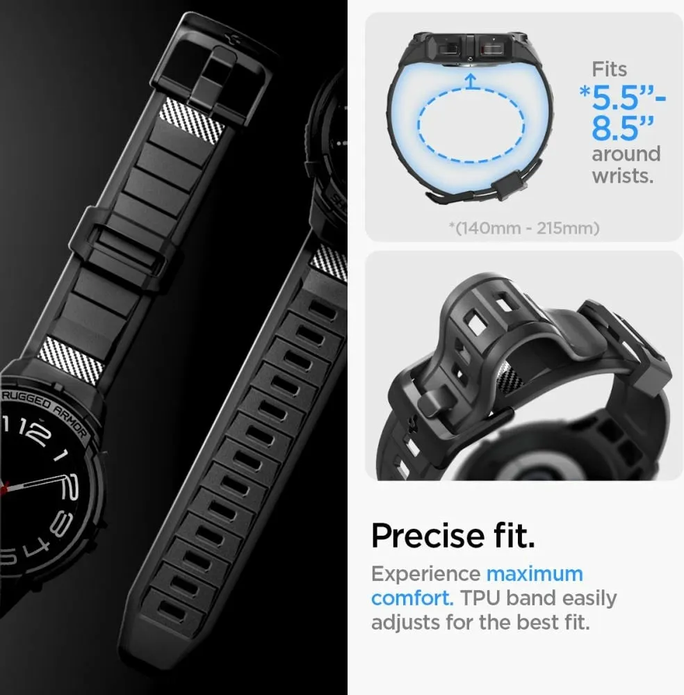 Rrip Spigen Rugged Armor Pro për orë Samsung Galaxy Watch6 Classic 47mm, i zi - 14