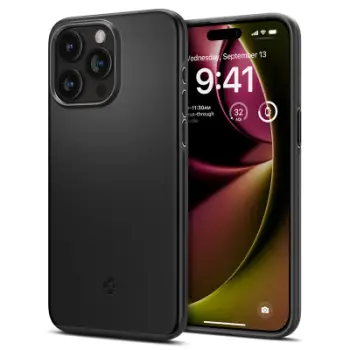 Mbështjellëse për iPhone 15 Pro Max Spigen Thin Fit, e zezë