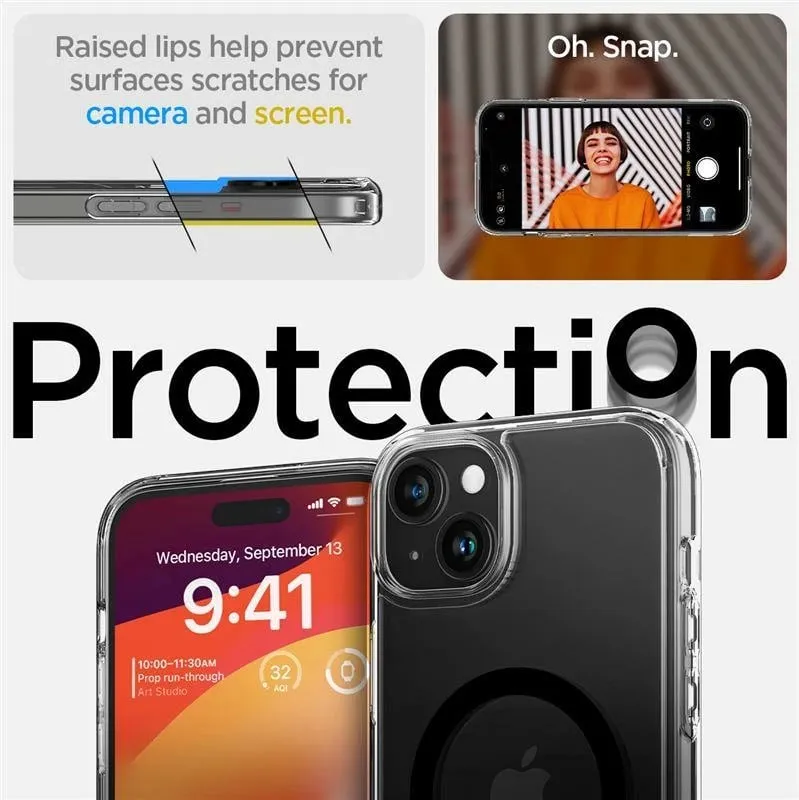 Mbështjellëse për iPhone 15 Spigen Ultra Hybrid MagSafe, e zezë - 13