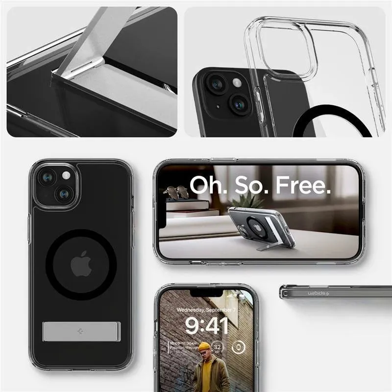 Mbështjellëse për iPhone 15 Spigen Ultra Hybrid MagSafe, e zezë - 6