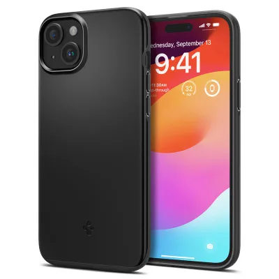 Mbështjellëse për iPhone 15 Plus Spigen Thin Fit, e zezë - 1