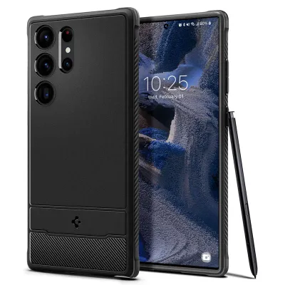 Mbështjellëse për Samsung Galaxy S23 Ultra Spigen Rugged Armor, e zezë - 1