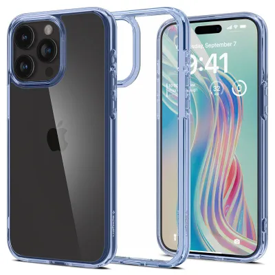 Mbështjellëse për iPhone 15 Pro Spigen Ultra Hybrid, e kaltër - 1