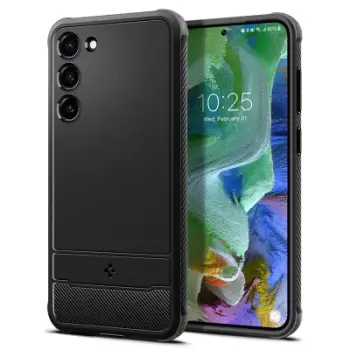 Mbrojtëse për celular Samsung Galaxy S23+ Spigen Rugged Armor, e zezë