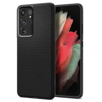 Mbrojtëse për celular Samsung Galaxy S21 Ultra Spigen Liquid Air, i zi