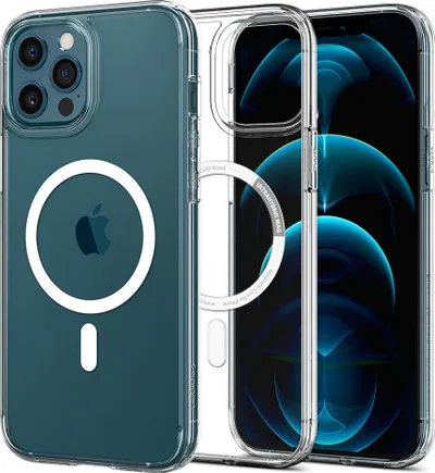 Mbrojtëse për celular iPhone 12/iPhone 12 Pro Spigen Ultra Hybrid MagSafe, transparente/e bardhë - 1