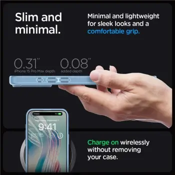 Mbrojtëse për celular iPhone 15 Pro Max Spigen Ultra Hybrid, e kaltër