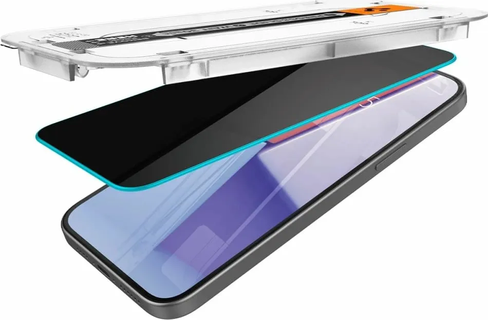 Xham mbrojtës Spigen Glas.tR EZ Fit Privacy për iPhone 15 Plus, Transparent - 5