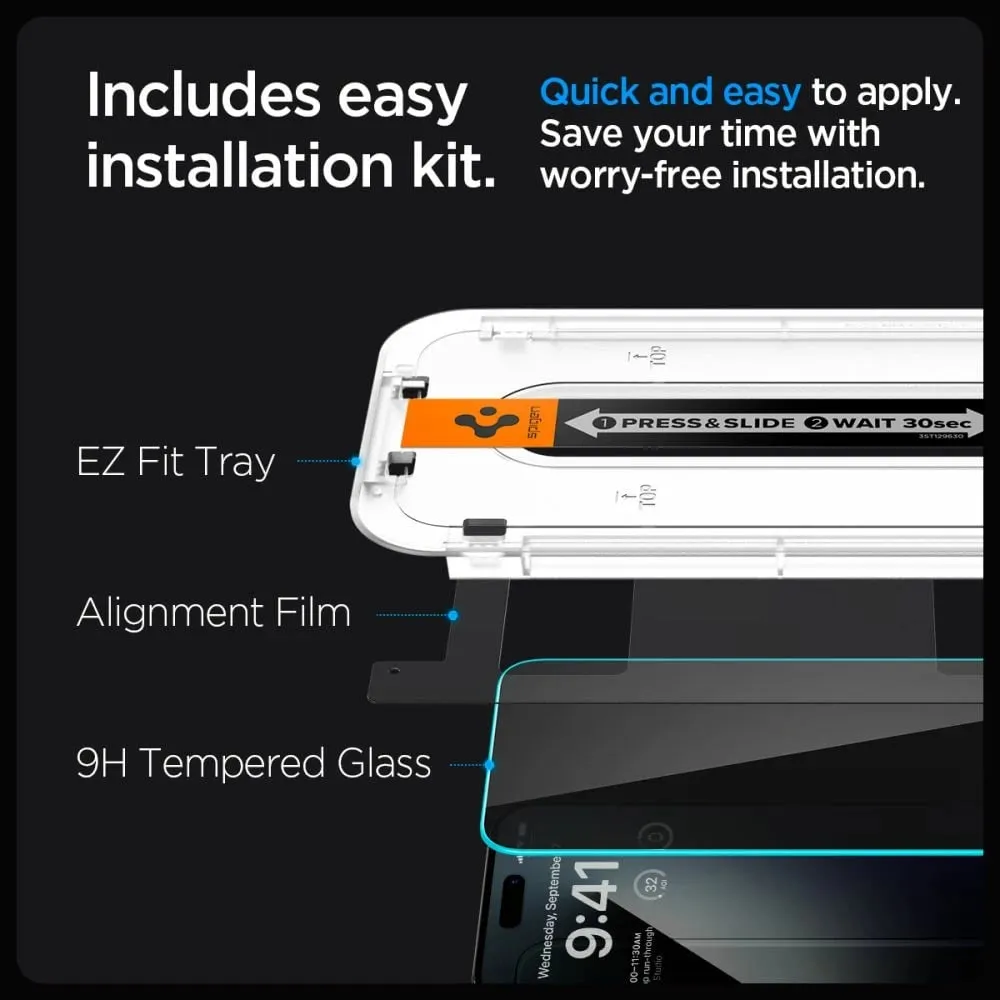 Xham mbrojtës Spigen Glas.tR EZ Fit Privacy për iPhone 15 Plus, Transparent - 7
