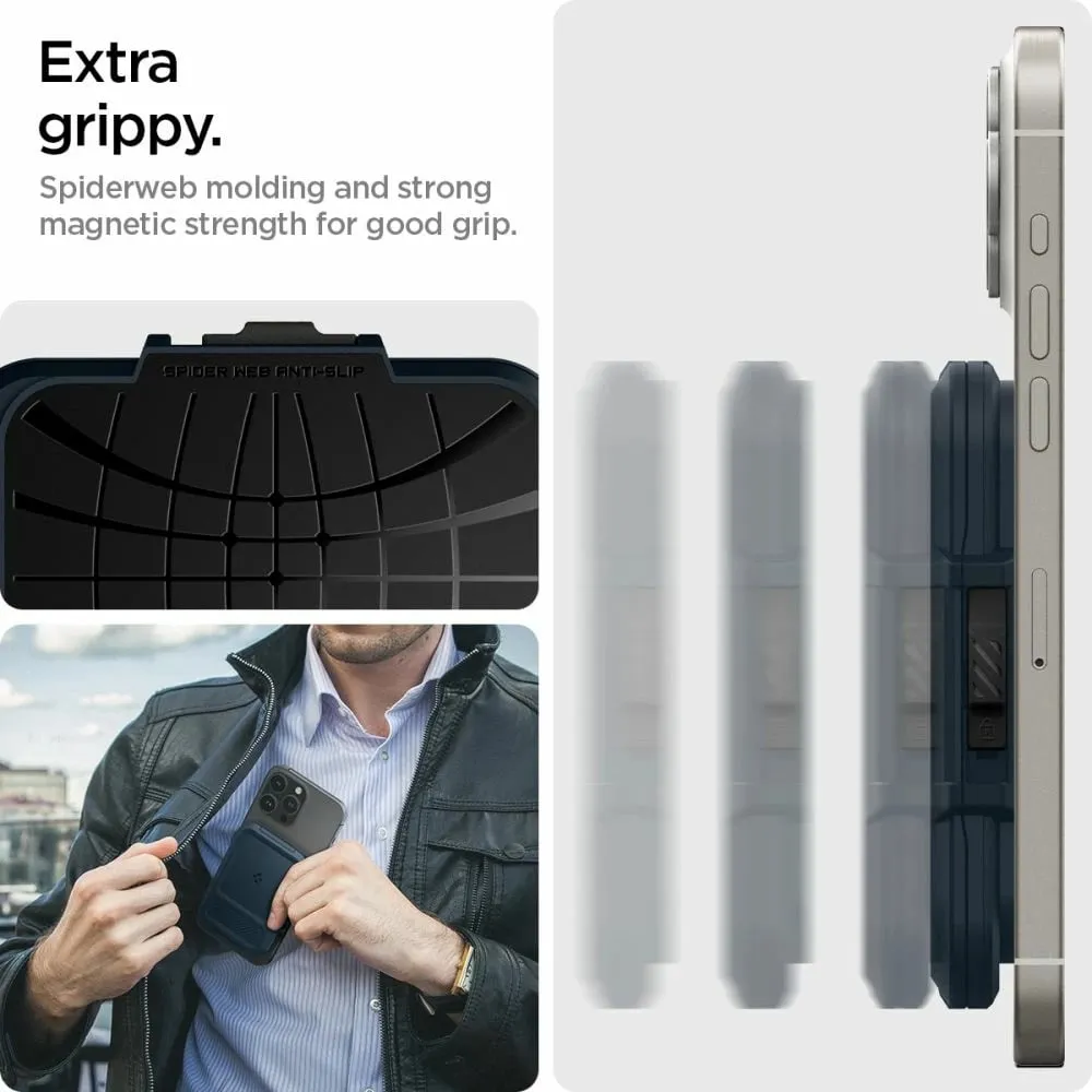 Mbështjellës Spigen Lock Fit MagSafe për kartela, Blu e errët - 11