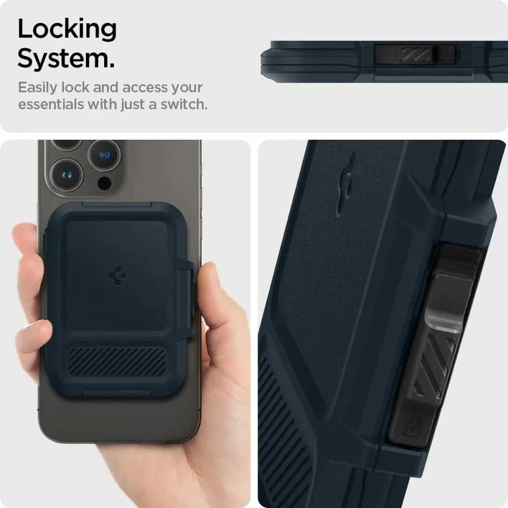 Mbështjellës Spigen Lock Fit MagSafe për kartela, Blu e errët - 6