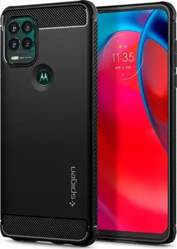 Mbrojtëse për celular Motorola Moto G Stylus 5G Spigen Rugged Armor, e zezë