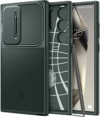 Mbështjellës Spigen Optik Armor për Samsung Galaxy S24 Ultra, Gjelbër e errët