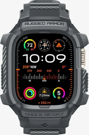 Mbrojtëse për orë Apple Watch Ultra 2/1 49mm Spigen Rugged Armor Pro, e hirtë